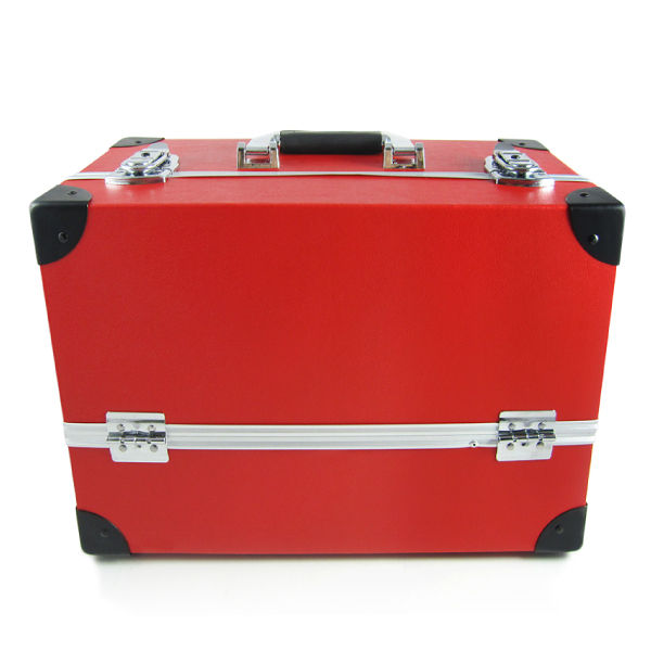 【Xingxiang 形向】復古皮革英倫風 紅色手提化妝箱(附背帶) 6K-26-1