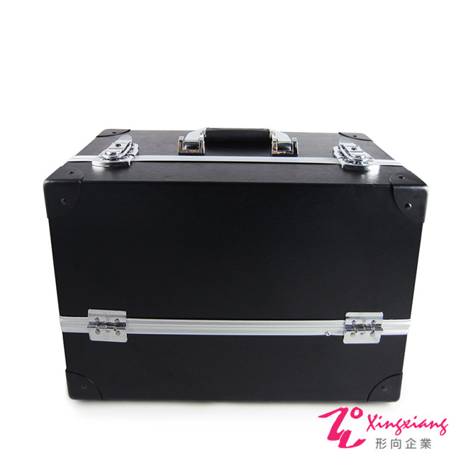 【Xingxiang 形向】復古皮革英倫風 黑色手提化妝箱(附背帶) 6K-26